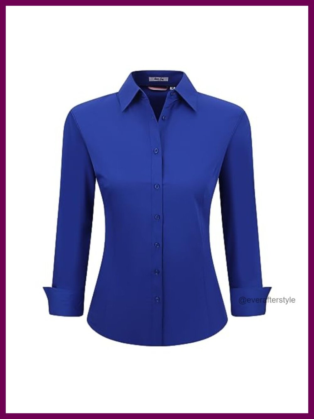 Womens V Neck Button Down Shirt Long Sleeve Regular Fit Stretch Wrinkle Free
